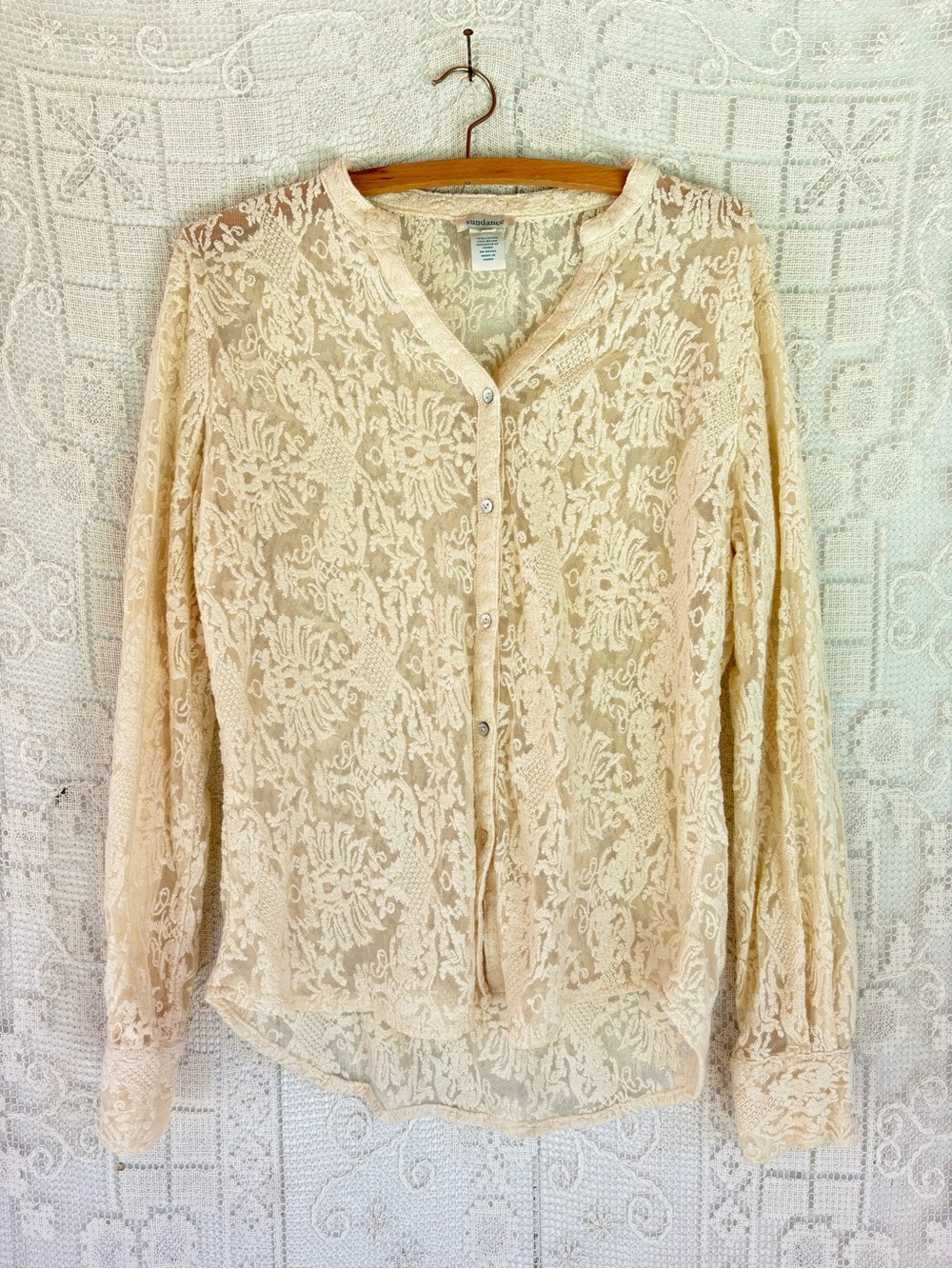 Sundance Cream Lace Button-Down Blouse